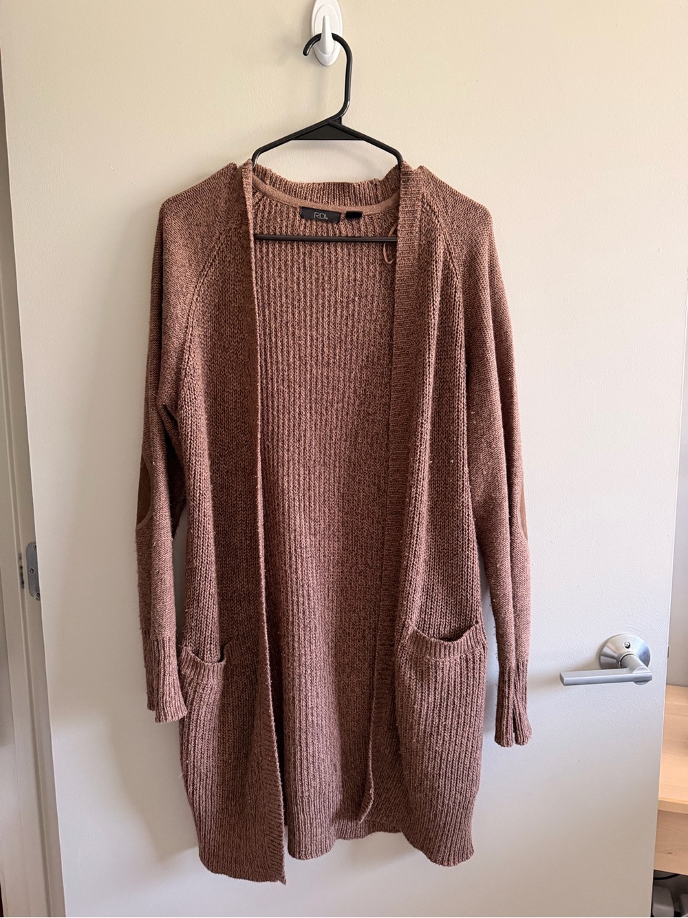 RDI Open-Front Knit Cardigan in Dusty Mauve
